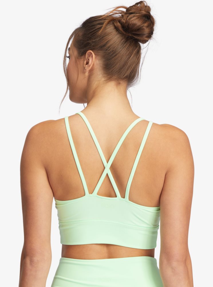 Green Women's Roxy Kaileo Elongated Sports Bra | USA HPLX-87463