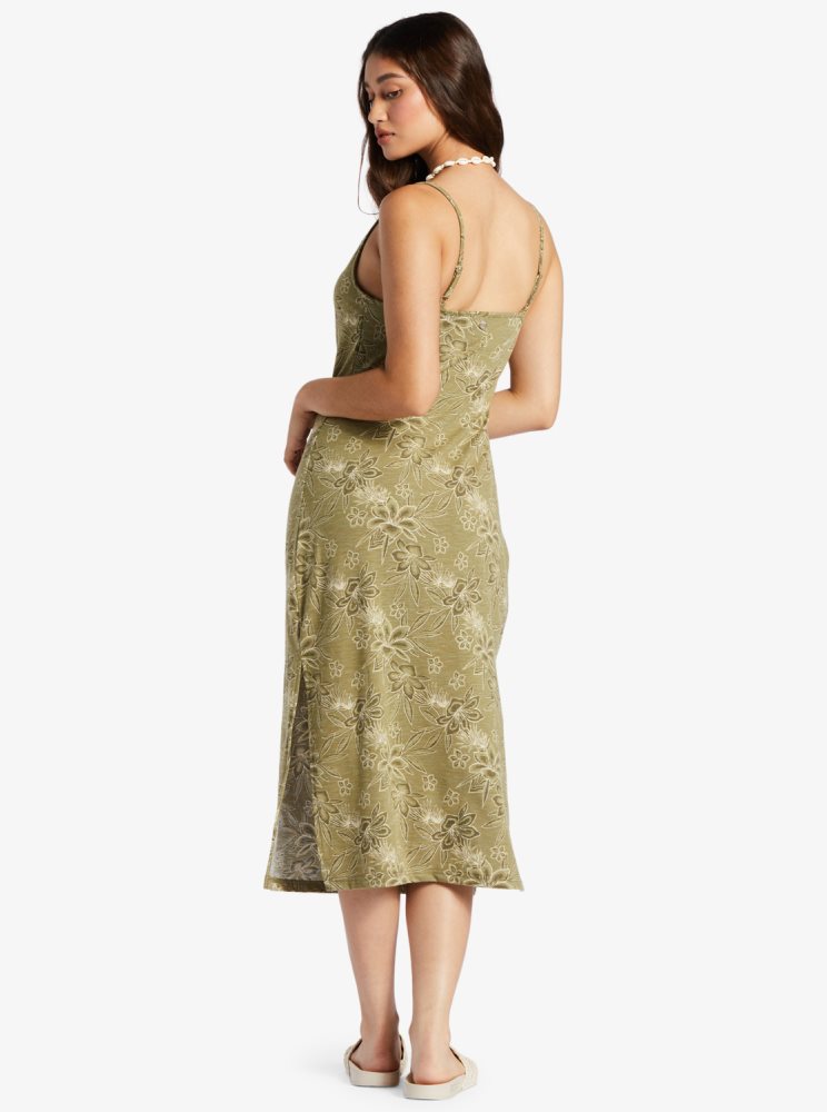 Green Women's Roxy Last Dance Midi Dress | USA WDJV-68023