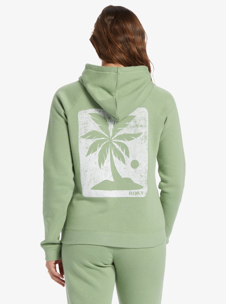 Green Women's Roxy Le Palm Hoodie | USA ICLX-57098