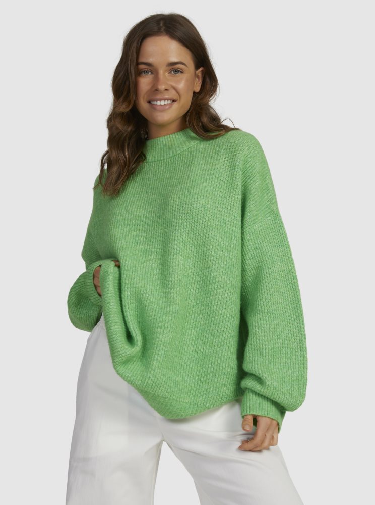 Green Women's Roxy Little Dume Oversized Sweaters | USA AEKJ-28403