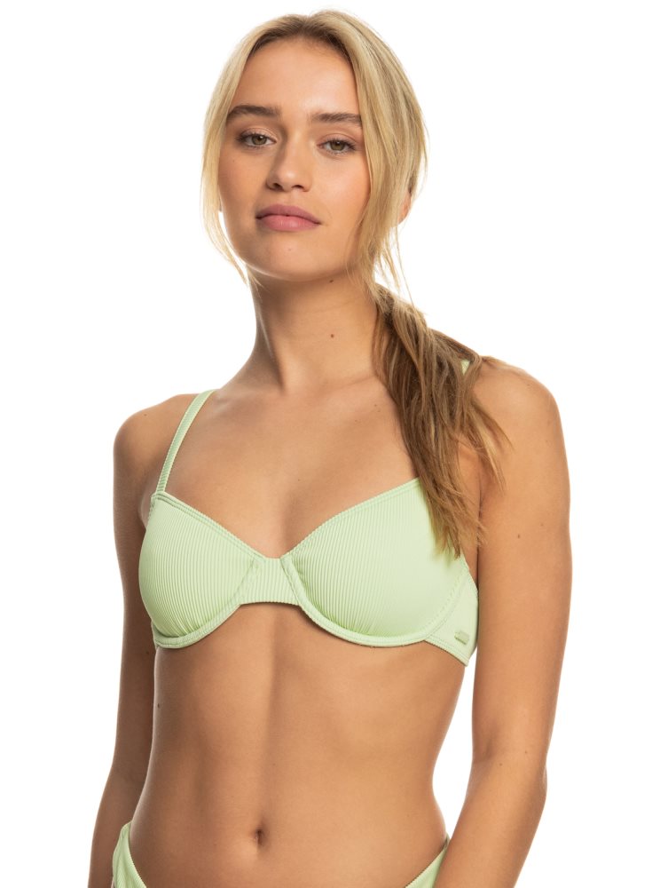 Green Women\'s Roxy Love The Muse Bikini Tops | USA NRFU-74653