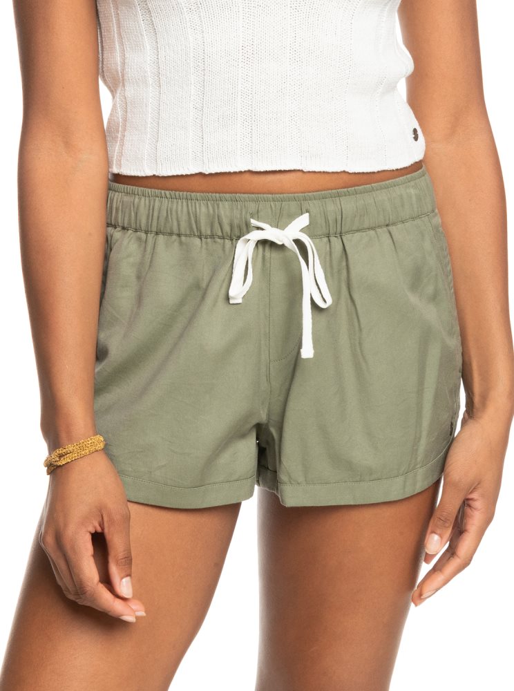 Green Women\'s Roxy New Impossible Love Elasticized Shorts | USA FWXA-93741