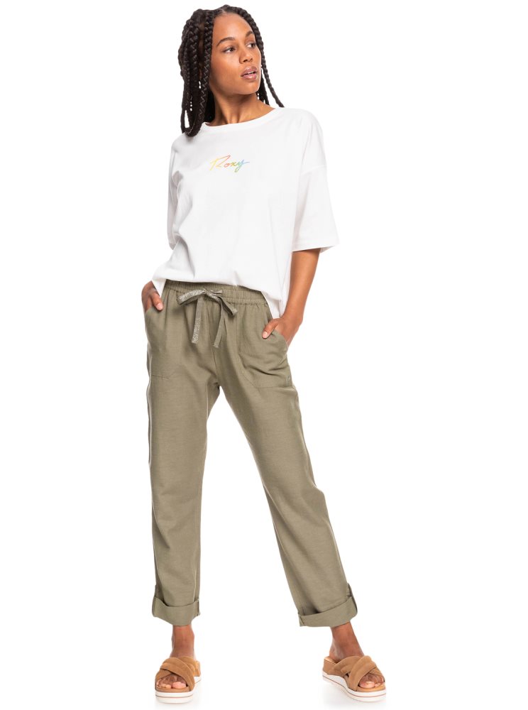 Green Women's Roxy On The Seashore Cargo Pants | USA DZCG-54782