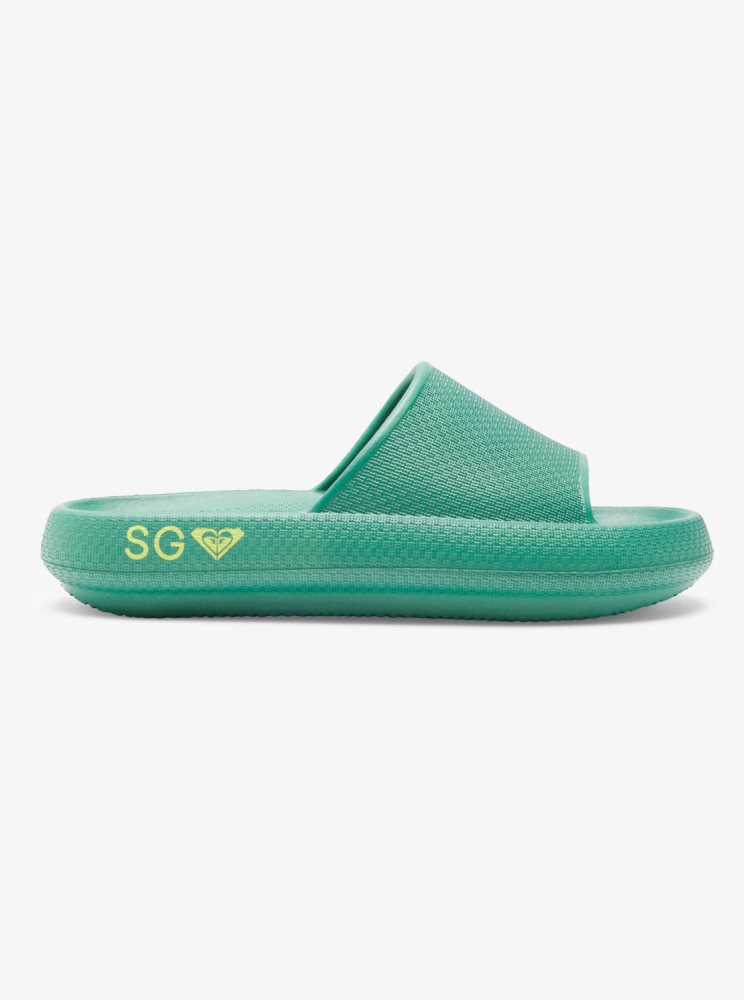 Green Women's Roxy SG Slippery Slider Sandals | USA LXDF-65423