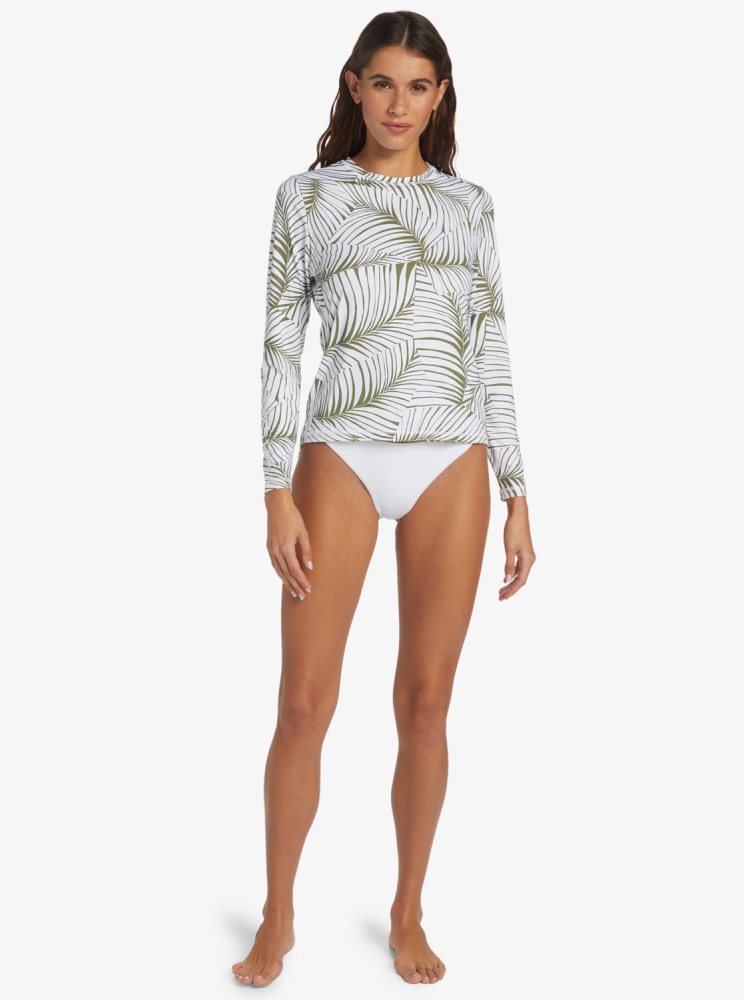 Green Women's Roxy Sea Skippin UPF 50 Long Sleeve Rashguards | USA SQWZ-51392