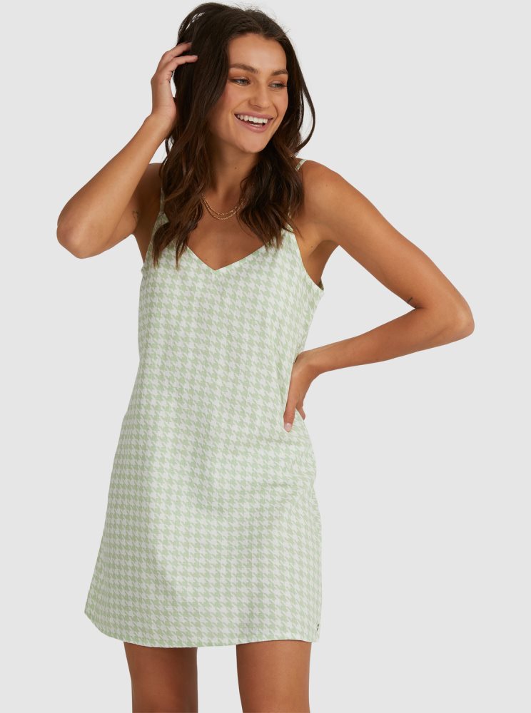 Green Women's Roxy Shine A Light Woven Strappy Dress | USA KSCU-43257