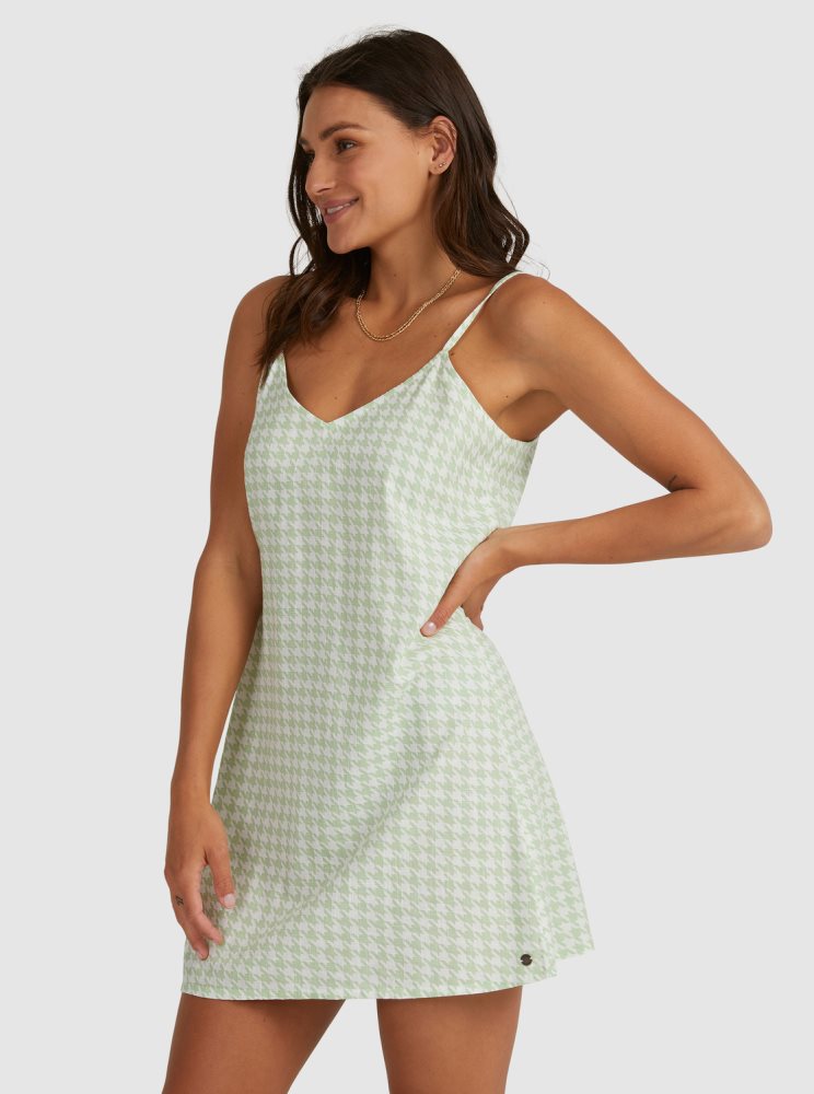 Green Women's Roxy Shine A Light Woven Strappy Dress | USA KSCU-43257