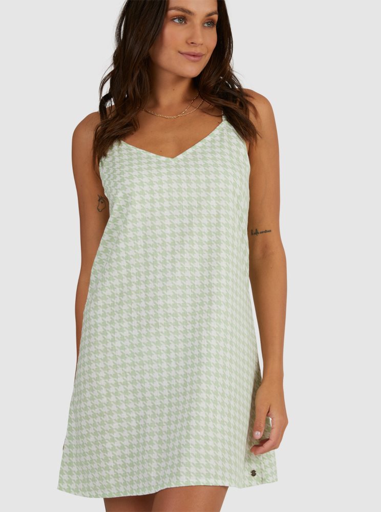 Green Women's Roxy Shine A Light Woven Strappy Dress | USA KSCU-43257