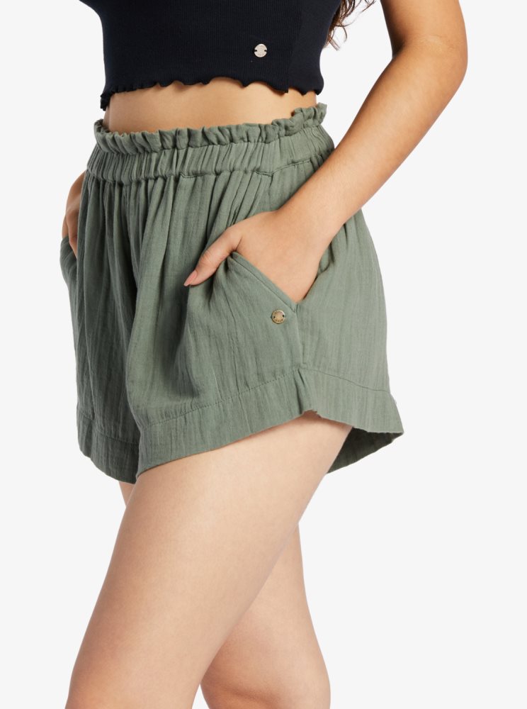 Green Women's Roxy What A Vibe Beach Shorts | USA KGCB-79560