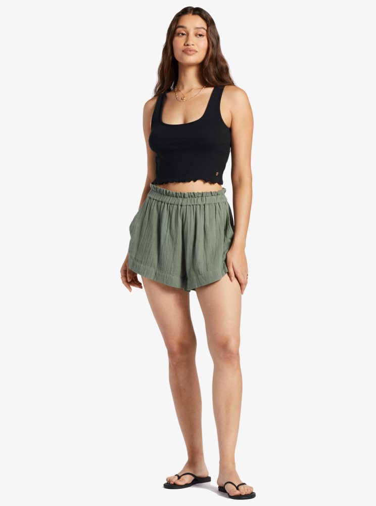 Green Women's Roxy What A Vibe Beach Shorts | USA KGCB-79560