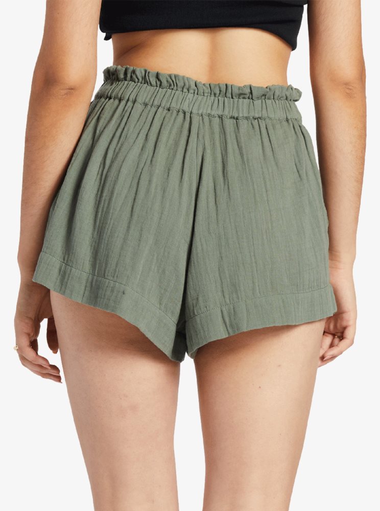 Green Women's Roxy What A Vibe Beach Shorts | USA KGCB-79560