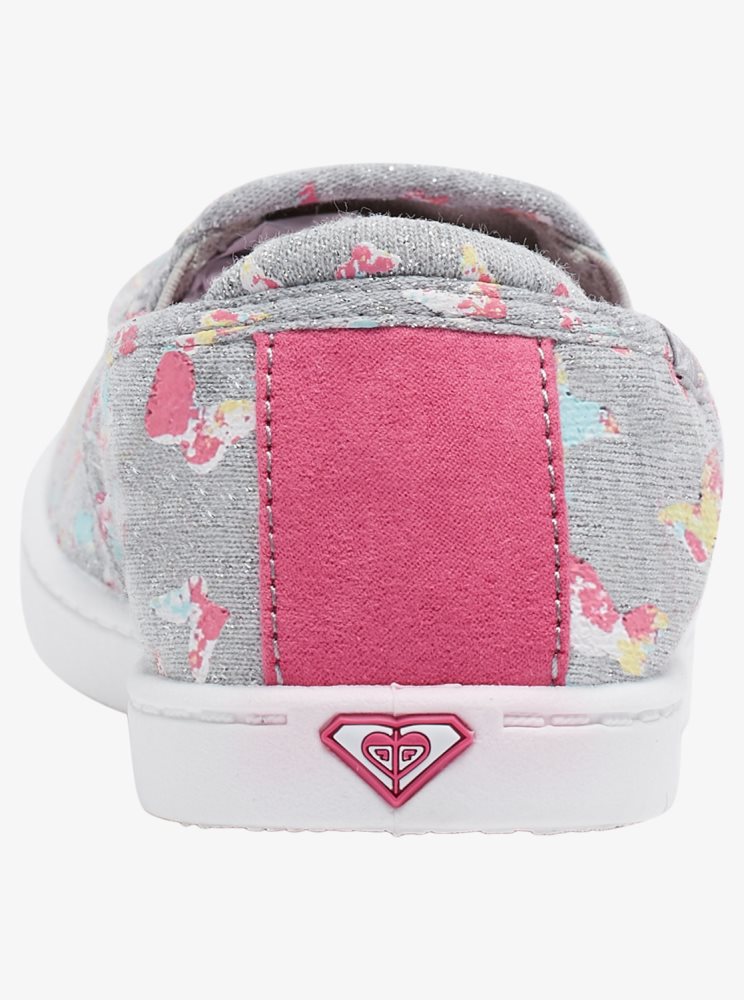 Grey / Pink Kids' Roxy 4-16 Minnow Slip On Shoes | USA GBWD-37024