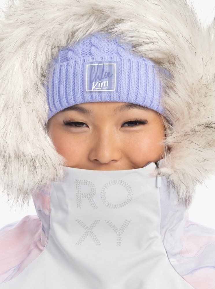 Grey Purple Women's Roxy Chloe Kim Pullover Insulated Ski Jackets | USA EUMP-94125
