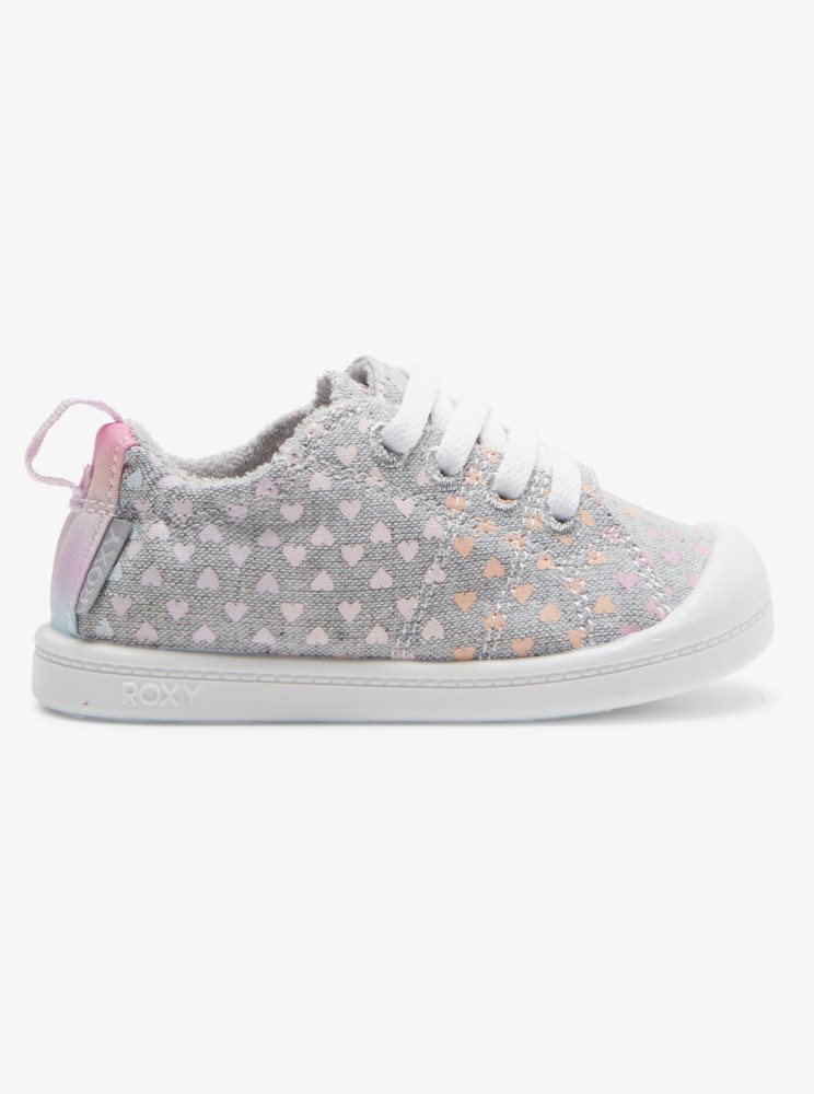 Grey / White Kids' Roxy Bayshore Sneakers | USA PYWS-87603