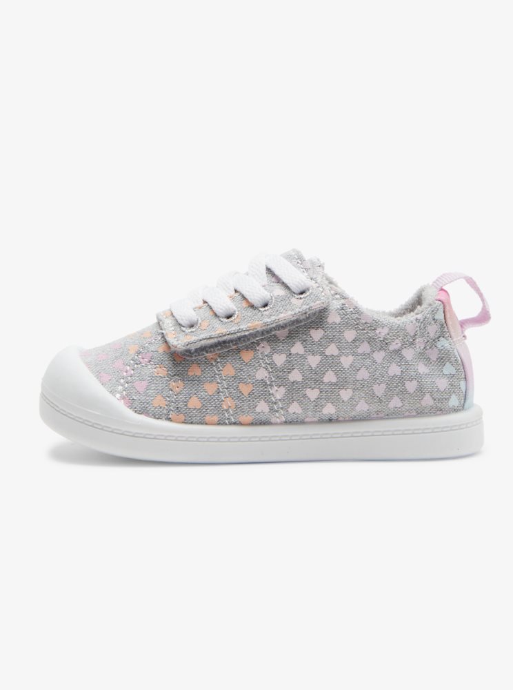 Grey / White Kids' Roxy Bayshore Sneakers | USA PYWS-87603