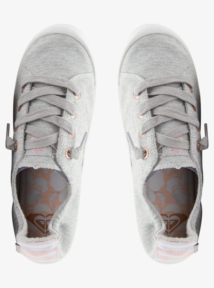 Grey / White Women's Roxy Bayshore Sneakers | USA GWRJ-58032