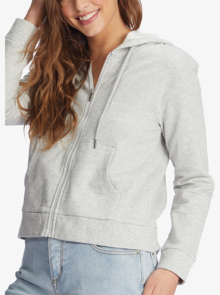 Grey Women's Roxy Beach Dreams Zip-Up Hoodie | USA HUZT-26498