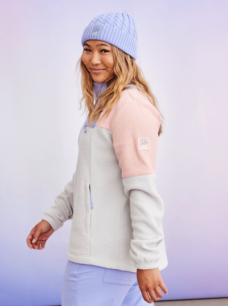 Grey Women's Roxy Chloe Kim Half-Zip Fleece Beanie | USA SBUK-27536