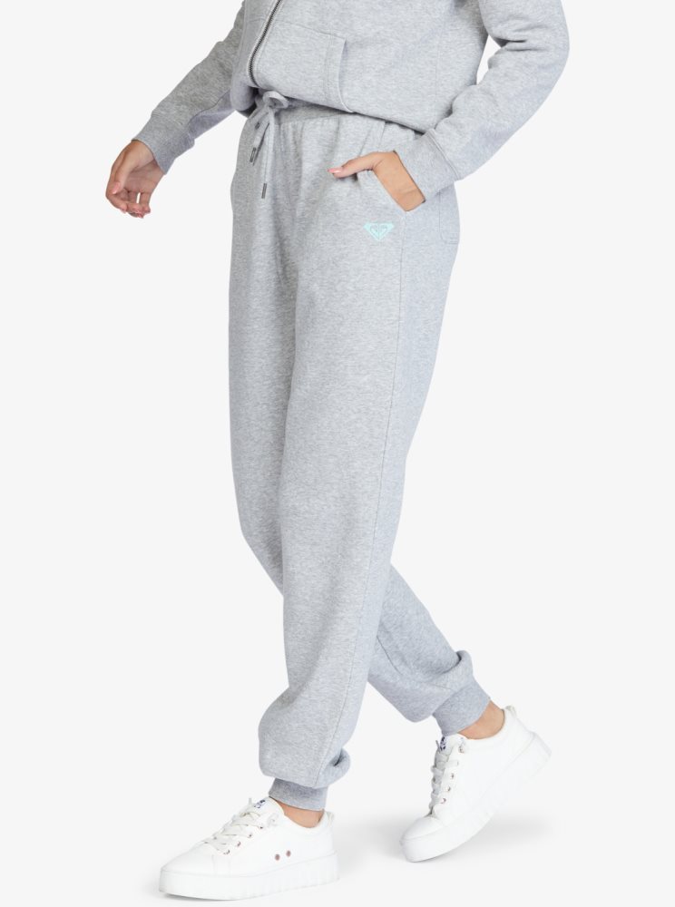 Grey Women's Roxy Logo From Home Sweatpants | USA BDAG-53064