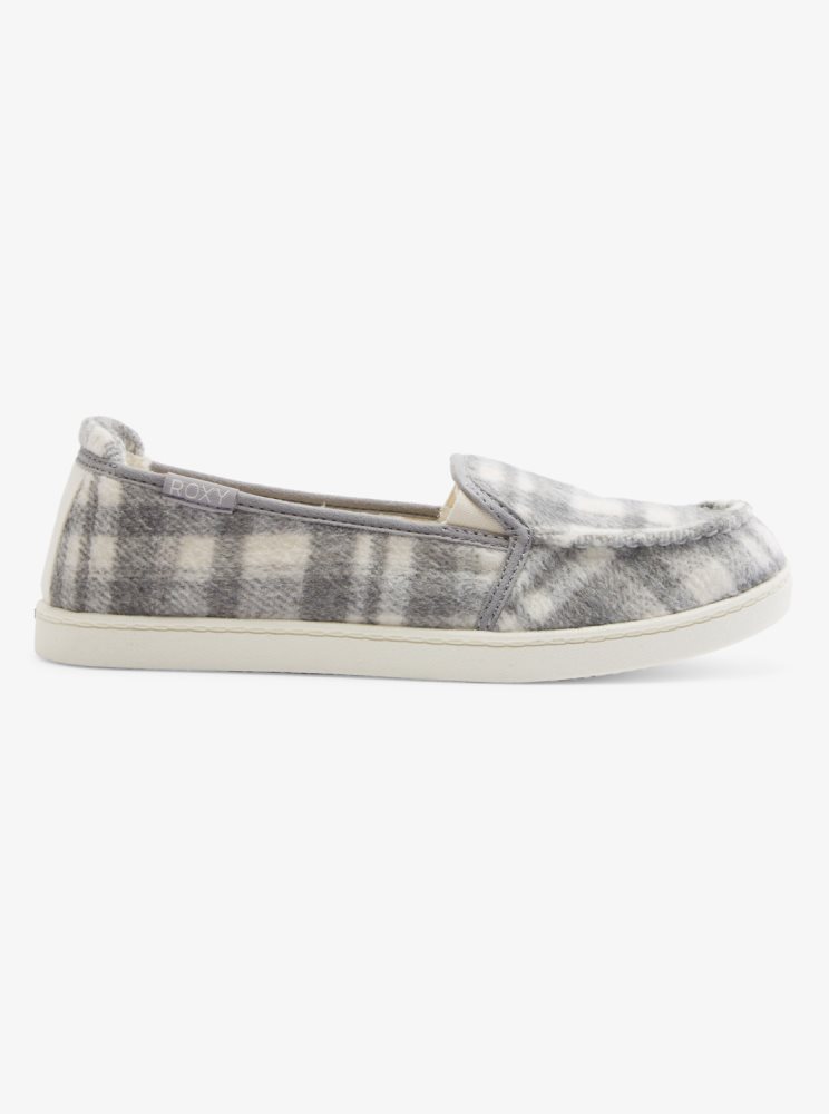 Grey Women's Roxy Minnow Faux Fur-Lined Slip On Shoes | USA GKEP-46830