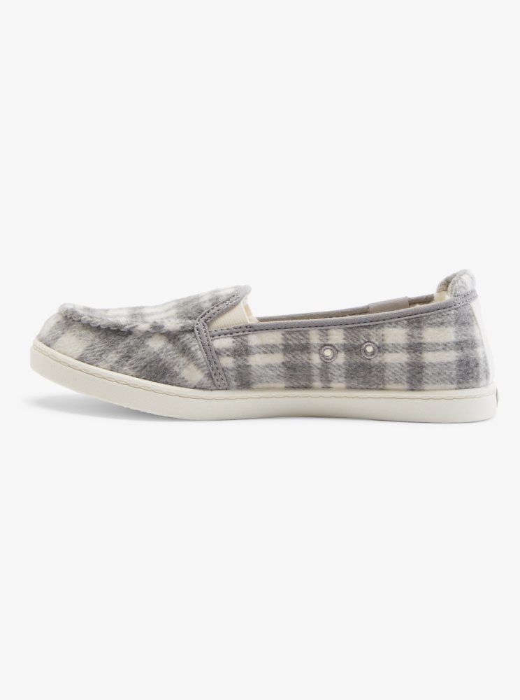 Grey Women's Roxy Minnow Faux Fur-Lined Slip On Shoes | USA GKEP-46830