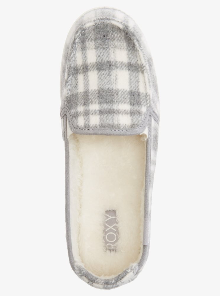 Grey Women's Roxy Minnow Faux Fur-Lined Slip On Shoes | USA GKEP-46830