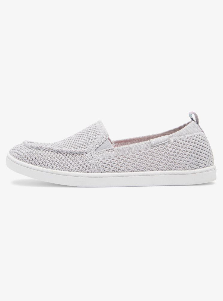 Grey Women's Roxy Minnow Knit Slip On Shoes | USA ZYXH-40276