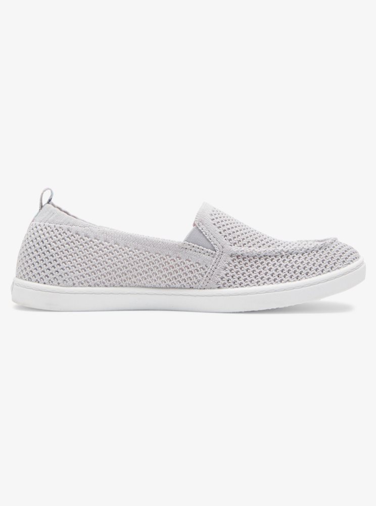 Grey Women's Roxy Minnow Knit Slip On Shoes | USA ZYXH-40276