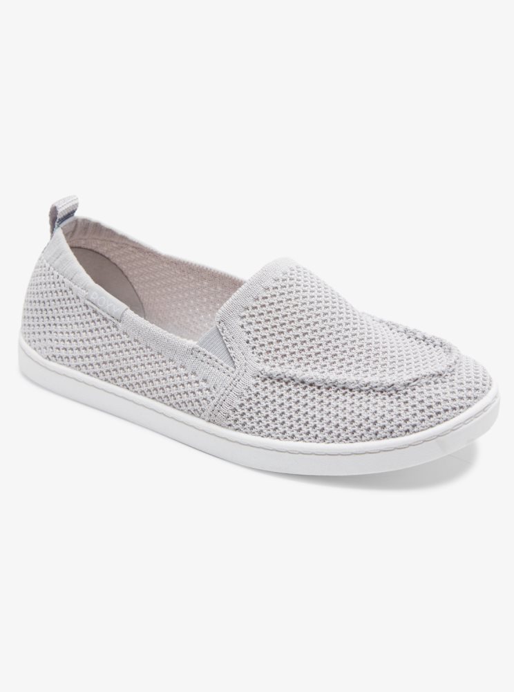 Grey Women\'s Roxy Minnow Knit Slip On Shoes | USA ZYXH-40276