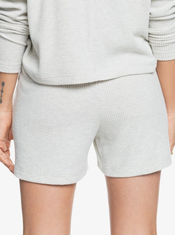 Grey Women's Roxy Sunday Morning Rib Shorts | USA XBIF-21530