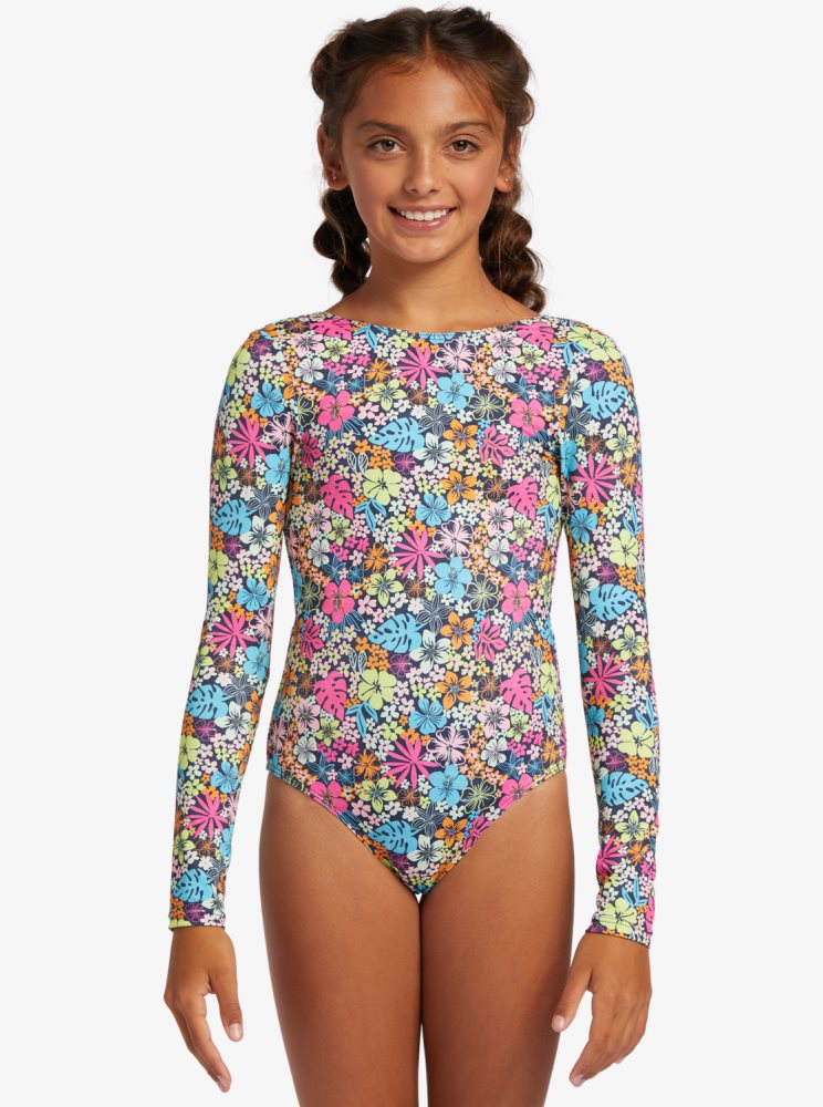 Indigo Kids' Roxy 4-16 Daisy Mood Long Sleeve One Piece Swimsuits | USA TCBI-02196