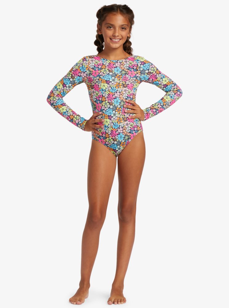 Indigo Kids' Roxy 4-16 Daisy Mood Long Sleeve One Piece Swimsuits | USA TCBI-02196