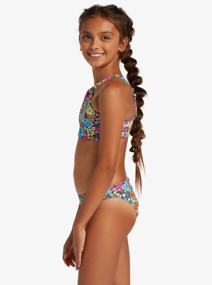 Indigo Kids' Roxy 4-16 Daisy Mood Two Piece Crop Top Set Bikinis | USA QRNA-92048