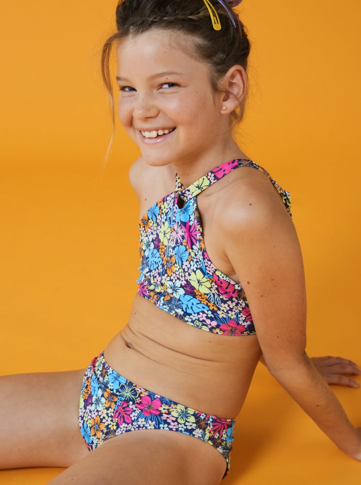 Indigo Kids' Roxy 4-16 Daisy Mood Two Piece Crop Top Set Bikinis | USA QRNA-92048