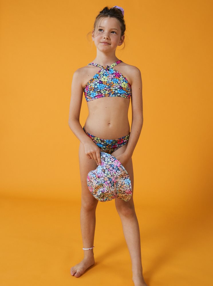 Indigo Kids' Roxy 4-16 Daisy Mood Two Piece Crop Top Set Bikinis | USA QRNA-92048