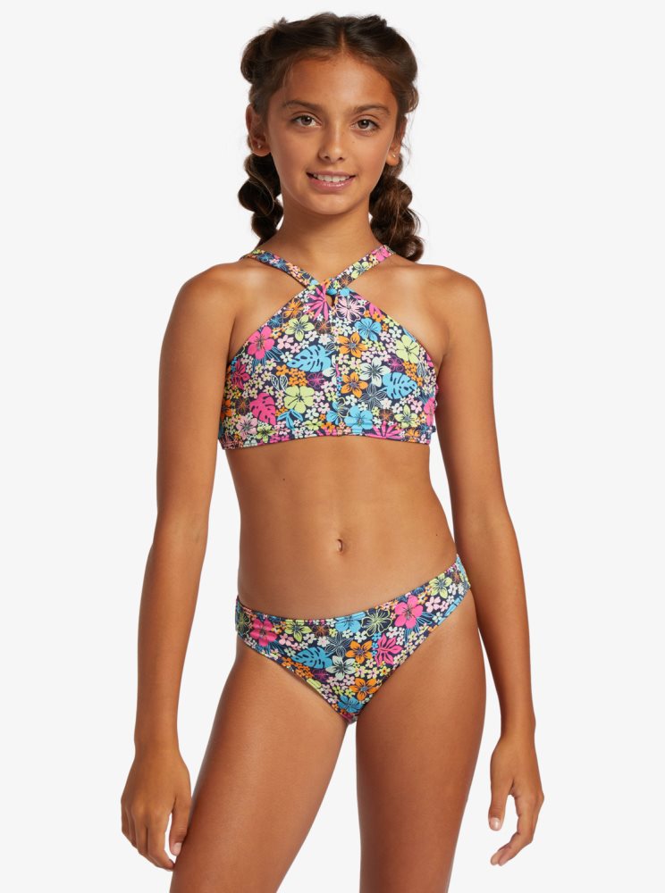 Indigo Kids' Roxy 4-16 Daisy Mood Two Piece Crop Top Set Bikinis | USA QRNA-92048