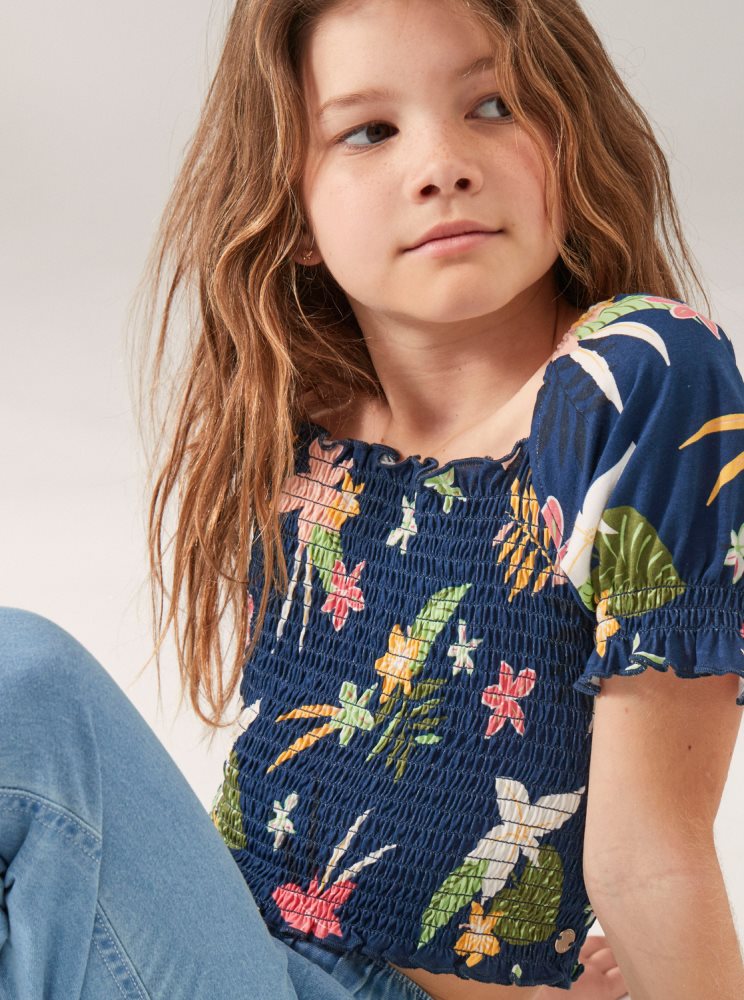 Indigo Kids' Roxy 4-16 Sunday Night Sessions Puff Sleeve Tops | USA GJWE-92567