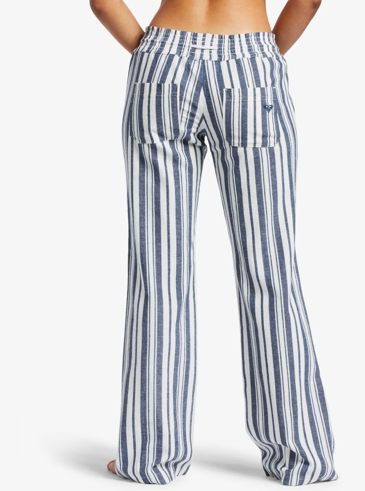 Indigo Stripes Women's Roxy Oceanside Flared Pants | USA DGEC-81329