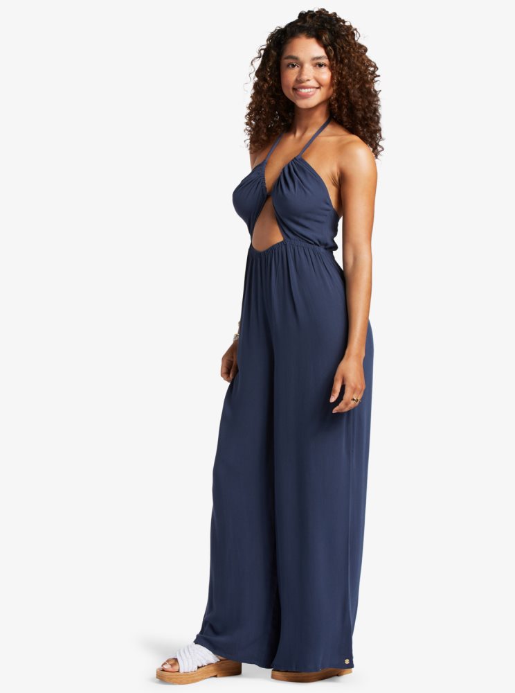 Indigo Women's Roxy Away On Vacay Wide Leg Jumpsuit | USA PLKW-60875