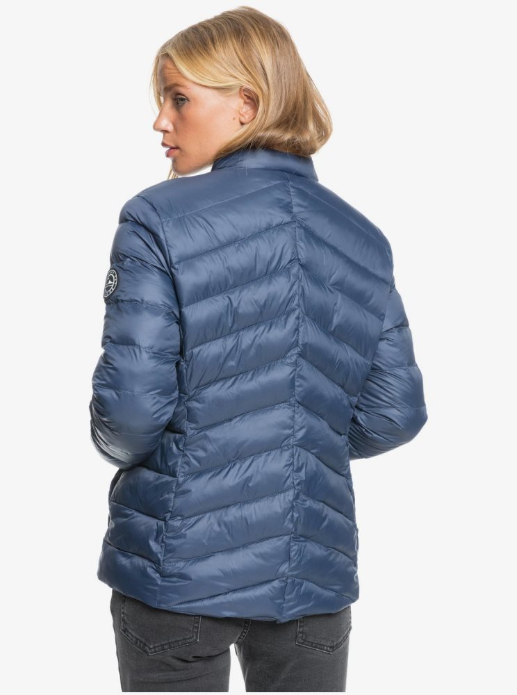 Indigo Women's Roxy Coast Road Puffy Zip-Up Jackets | USA NWYZ-72940