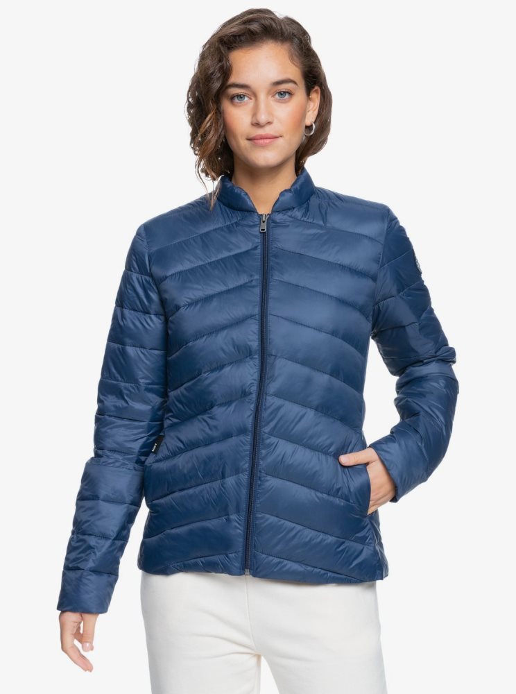 Indigo Women's Roxy Coast Road Puffy Zip-Up Jackets | USA NWYZ-72940