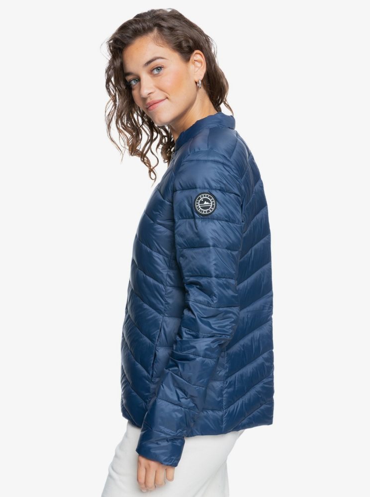 Indigo Women's Roxy Coast Road Puffy Zip-Up Jackets | USA NWYZ-72940