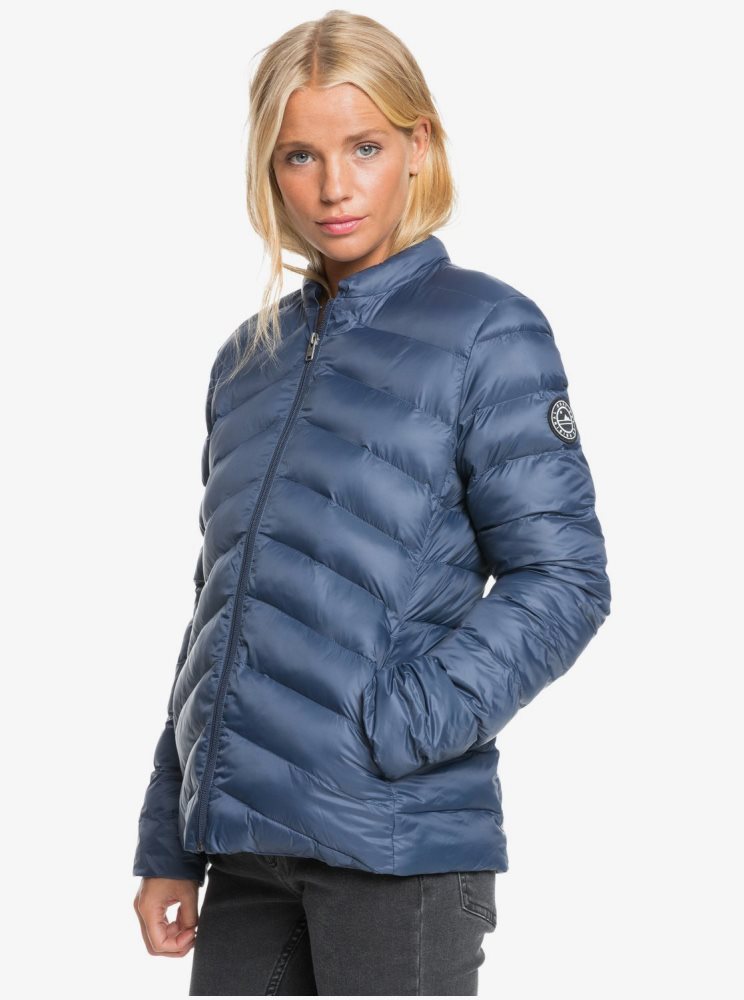 Indigo Women's Roxy Coast Road Puffy Zip-Up Jackets | USA NWYZ-72940