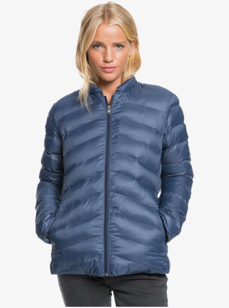 Indigo Women's Roxy Coast Road Puffy Zip-Up Jackets | USA NWYZ-72940