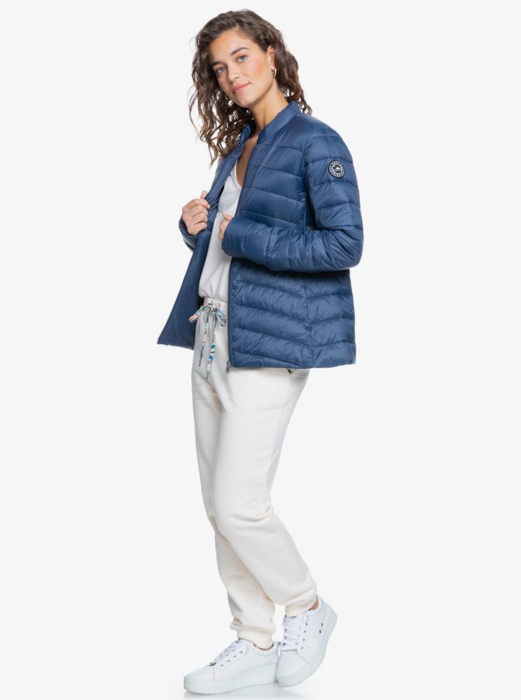 Indigo Women's Roxy Coast Road Puffy Zip-Up Jackets | USA NWYZ-72940