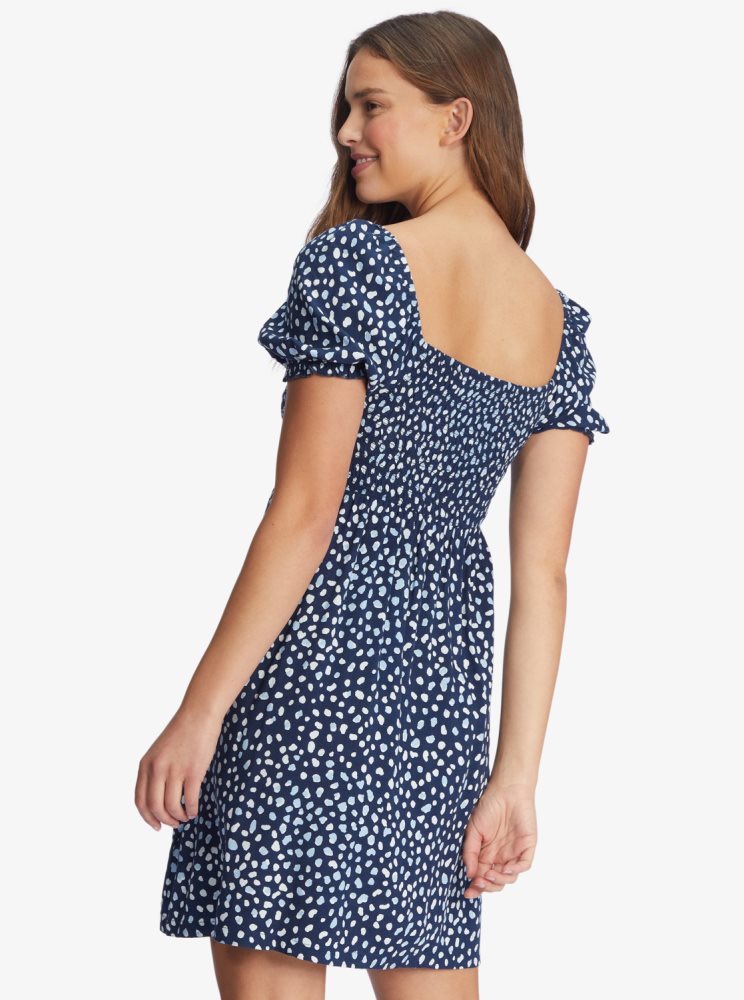 Indigo Women's Roxy Hello Petal Mini Long Sleeve Dress | USA VAPB-03826