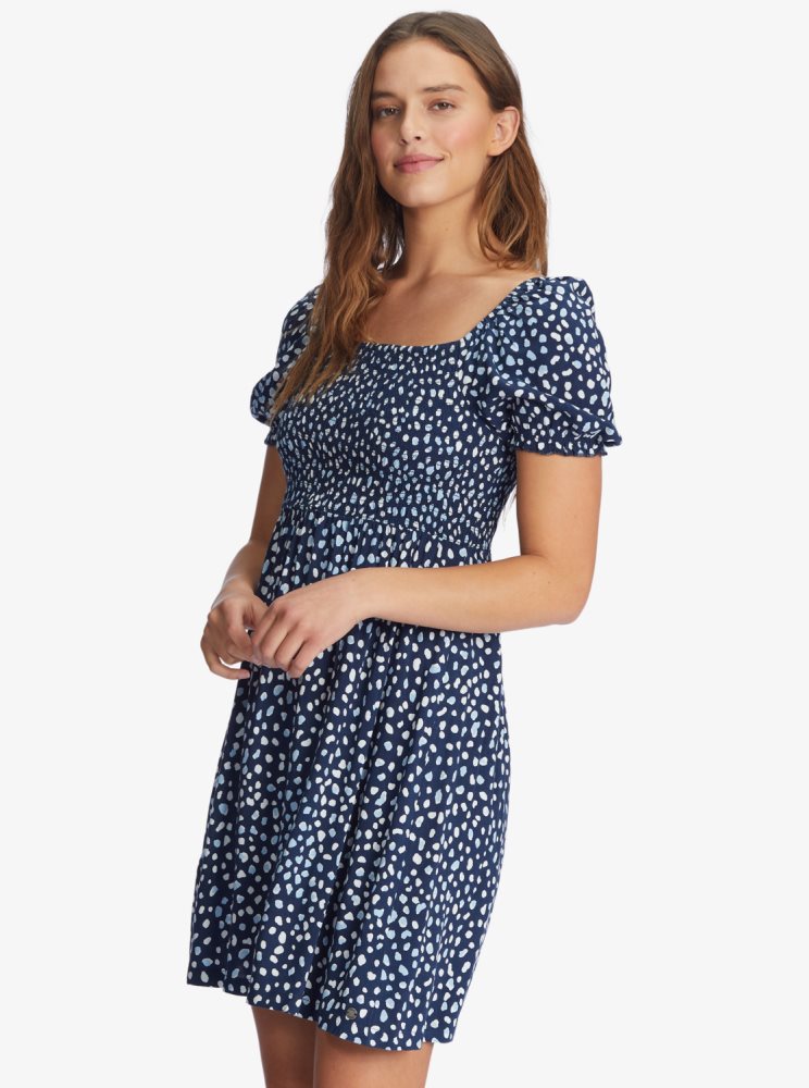 Indigo Women's Roxy Hello Petal Mini Long Sleeve Dress | USA VAPB-03826