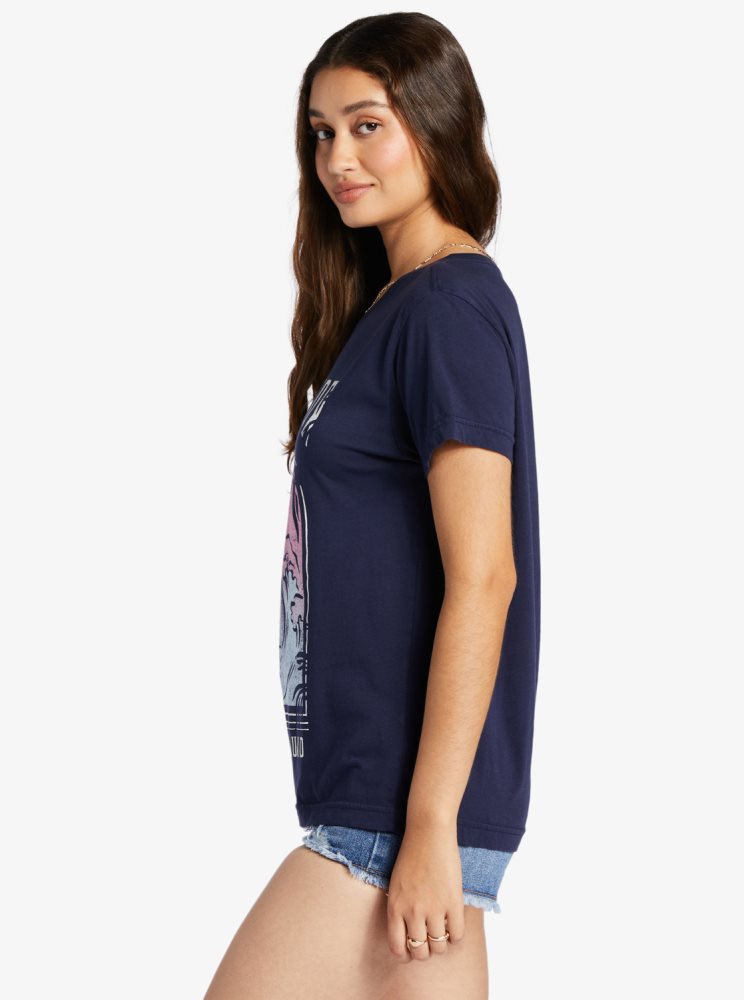 Indigo Women's Roxy Paradise View Oversized T Shirts | USA SUTK-80412