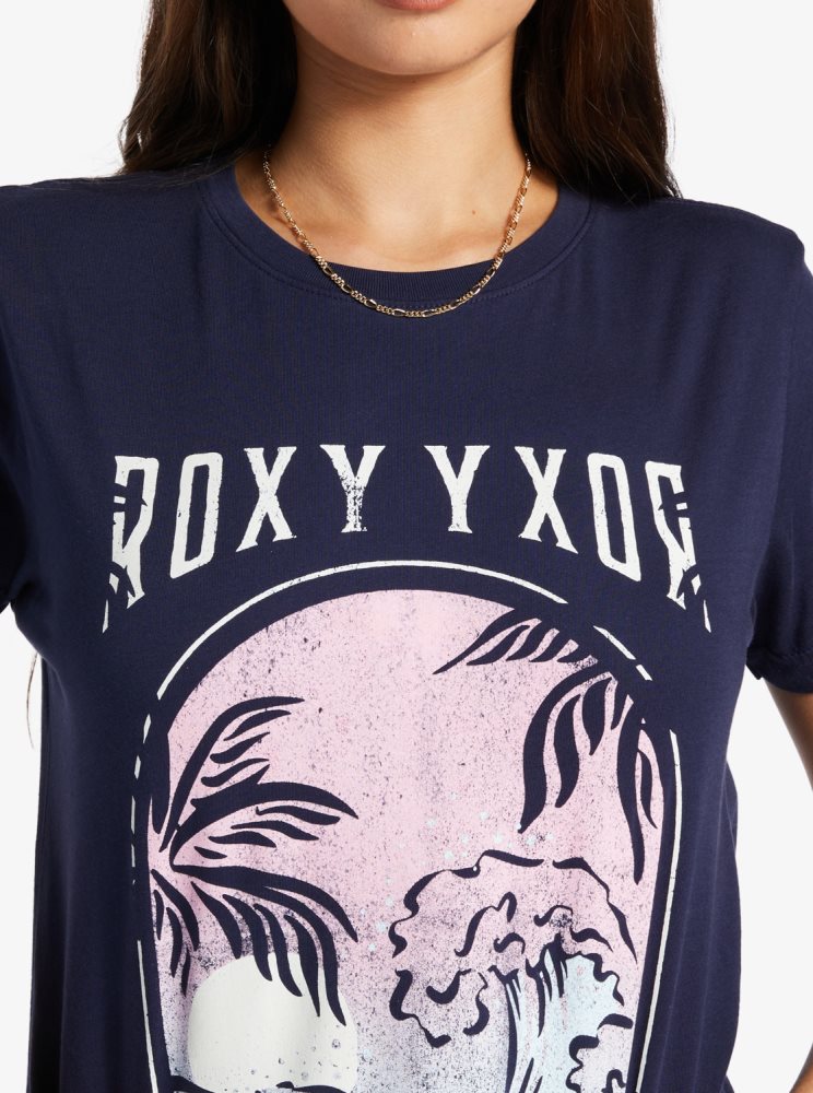 Indigo Women's Roxy Paradise View Oversized T Shirts | USA SUTK-80412