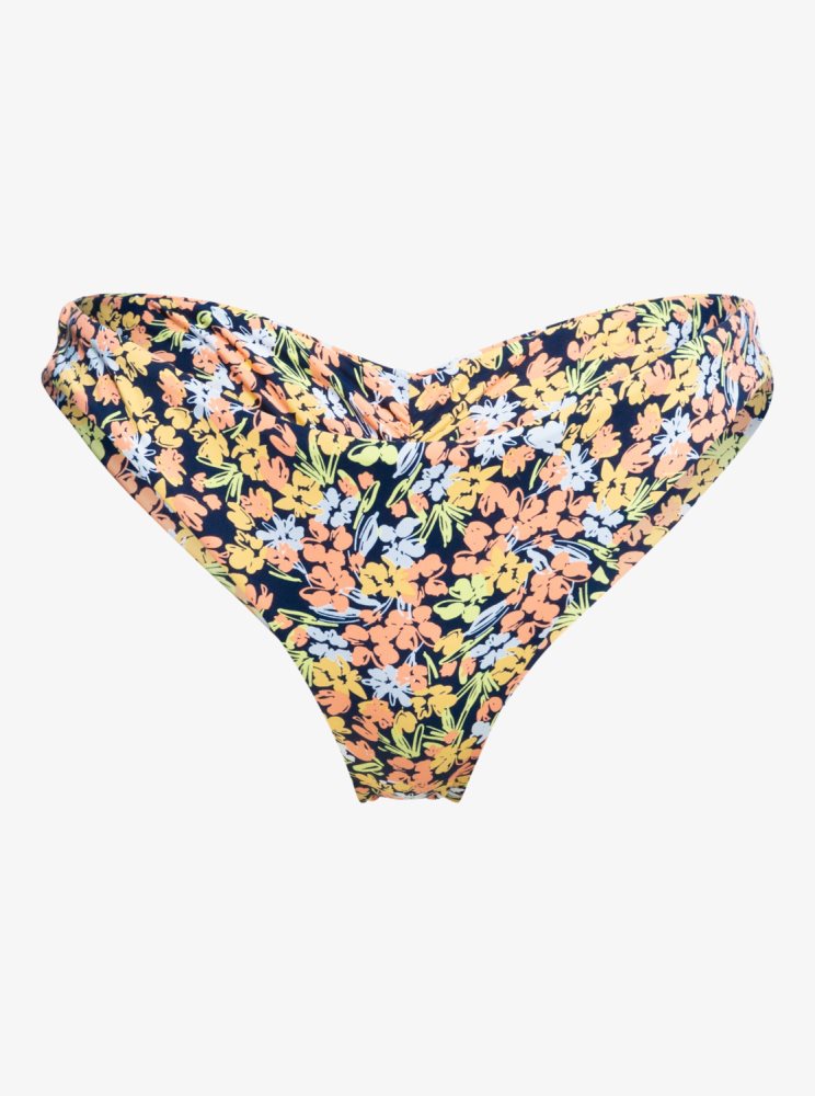 Indigo Women's Roxy Printed Beach Classics Cheeky Bikini Bottoms | USA CBLJ-86193